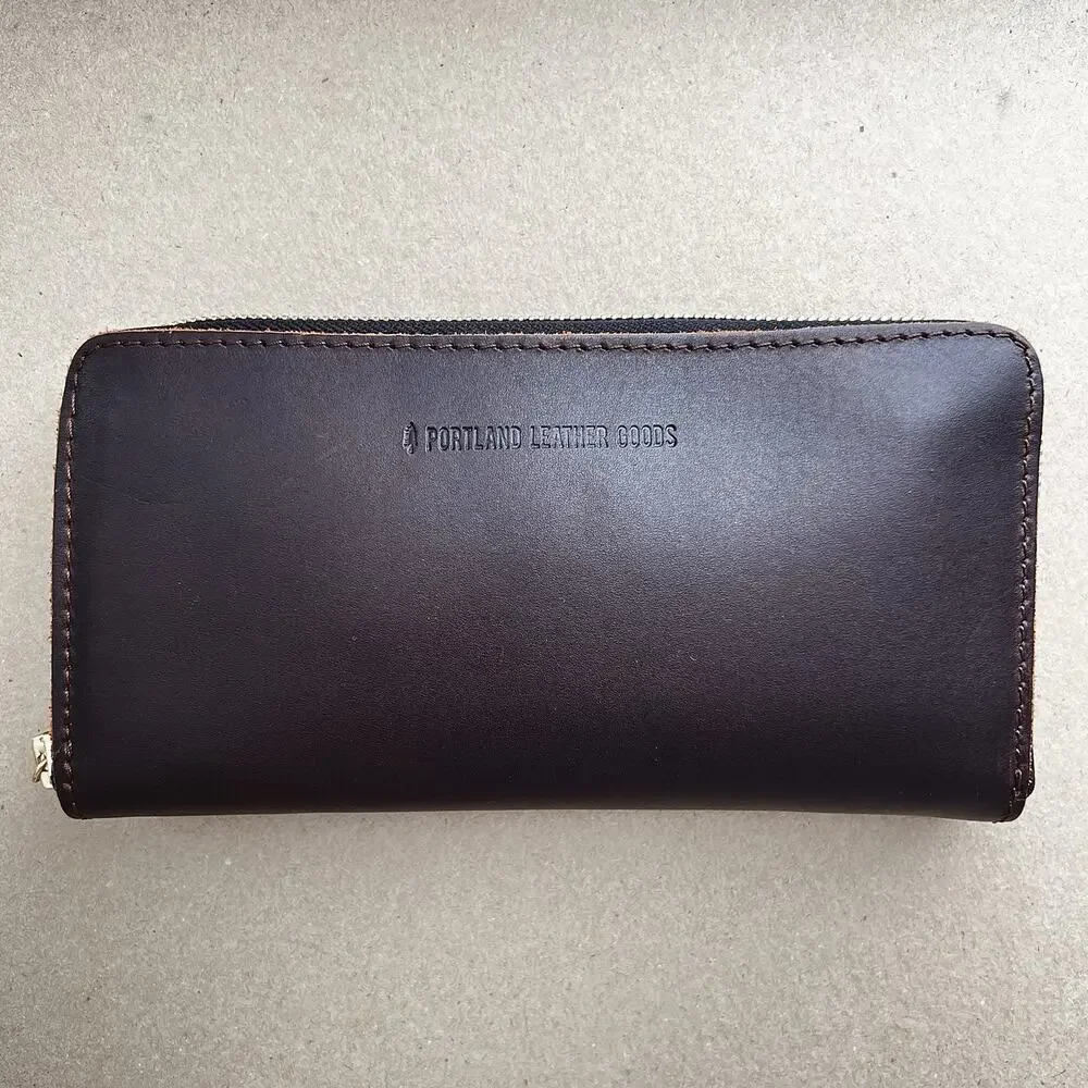 Portland Leather Goods Accordion Zip Wallet Full Grain In Grizzly MSRP $118 NWOT